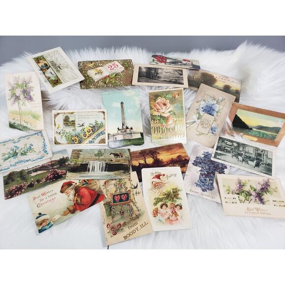 EARLY 1900's ANTIQUE ephemera post cards christmas friend 1910's 1900s